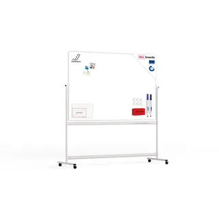 ALLboards Mobiles Whiteboard Emaillierte Oberfläche 180x120cm Magnettafel, Fahrbare Drehtafel, Beidseitig, Magnetisch, Trocken Abwischbar