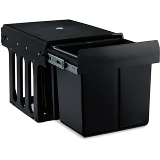 Relaxdays Einbaumülleimer 3-fach ausziehbar Küchenmülleimer für Unterschrank & 2x 8 l 35,1x34,3x48 cm Schwarz 15 l