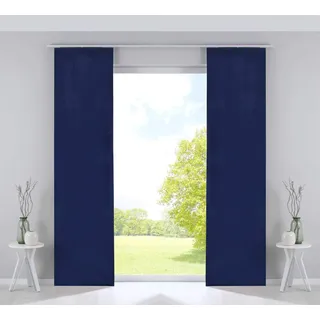Gardinenbox 2er Set Flächenvorhänge Verdunkelung Schiebegardinen »Milano« Samt Blickdicht Blackout Paneelwägen Beschwerungsstangen Blau HxB 245x60 cm, 203571-2