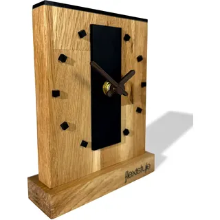 FLEXISTYLE Modern standuhr tischuhr klein aus Holz Eiche Wohnzimmer Badezimmer Uhr Holz tischuhren holzuhr Tisch Uhr tischuhr modern standuhr Clock (Style 11)