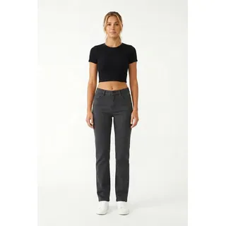 ESRA Stoffhose Stretch Hose Damen Regular Stoff-Hose Damen Elegant Hose elastisch High Waist Damen Hose Elegant Business Hose Stoffhose Straight Hose grau 34