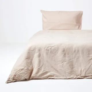 Homescapes 2-teiliges Leinen-Bettwäsche-Set beige-Natur, 1 Bettbezug 135x200 cm & 1 Kissenbezug 48x74 cm aus 60% Leinen und 40% Baumwolle