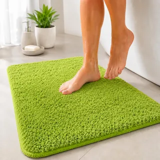 Floordirekt Badematte Sky - Badezimmerteppich - Weicher, dichter Hochflor - Rutschhemmend & Schnell trocknend - Geeignet für Fußbodenheizung - Eckig & Rund (50 x 60 cm, Apfelgrün)