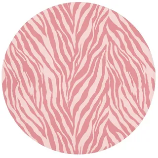 OnlyWow Badematte Zebra - Druck - Rosa, Höhe 10 mm, Polyester, Rund, Badezimmerteppich, Badteppich, Rutschfest, Badvorleger, Waschbar rosa Rund | 70 cm x 70 cm x 10 mm