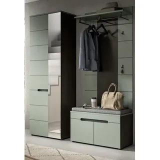 Inn.Furn Garderoben-Set Cooper, (Flurgarderobe in Salbei Grün und Basalt Grau, Set 3-teilig, ca. 160 x 190 cm), mit Soft-Close-Funktion grün