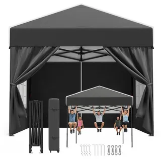 GUNJI Faltpavillon 3x3/3x4.5/3x6m Gartenpavillon mit 4 seitenteilen wasserdicht UV-Schutz, (Partyzelt höhenverstellbarer für Garten Camping), mit Tragetasche & Sandsäcken, pavillon winterfest und wasserdicht 300 cm