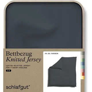 Bettbezug SCHLAFGUT "Premium Bettbezug Knitted Jersey (1 St)", grau (grau deep), B:200cm L:200cm, Jersey, Obermaterial: 95% Baumwolle, 5% Elasthan, Bettbezüge, Ton-in-Ton Reißverschluss, Bio-Baumwolle mit Elasthan, Uni, OEKO Tex