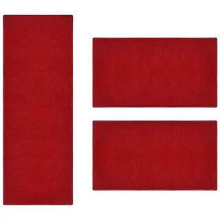 Karat Hochflor-Bettumrandung Fallon, Bettvorleger, Läufer-Set ideal fürs Schlafzimmer, Höhe 8.5 mm, (3-tlg), Velours rot 2 St. x 80 cm x 150 cm | 1 St. x 80 cm x 300 cm