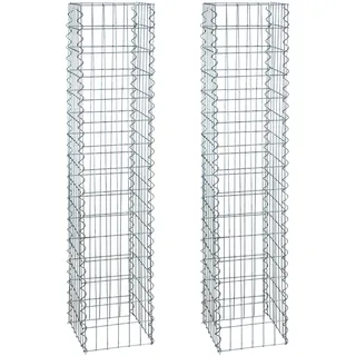 Estexo Gabionen-Säule 150cm Höhe 2er 4-Eck 30x30 cm Steinkorb Säulen Gabione