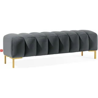 KONSIMO® Polsterbank Bettbank PECCO, Metallbeinen, hergestellt in der EU, handgefertigt, Elegant, Massivholzrahmen, Veloursstoff grau