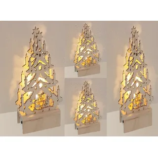 4 X LED Weihnachtsbaum Holz Christbaum 1 LED Fensterdekoration Tannenbaum Baum