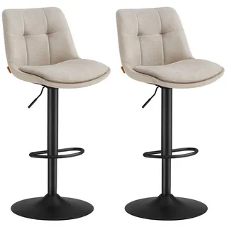 VASAGLE Barhocker Barstühle (Set, 2 St), höhenverstellbar, drehbar, Flanell weiß 44 cm x 112 cm x 38 cm