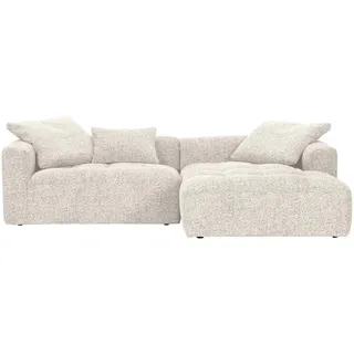 Carryhome Ecksofa, Creme, Beige, Kunststoff, 2-3-Sitzer, Füllung: Schaumstoffflocken,Schaumstoffflocken, Ottomane rechts, L-Form, 276x170 cm, Stoffauswahl, seitenverkehrt erhältlich, Rücken echt, Wohnzimmer, Sofas & Couches, Wohnlandschaften, Ecksofas