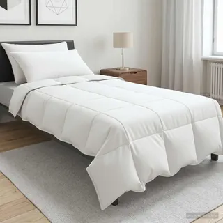 Bettwäsche-Set mit Kissen Weiß 140 x 220 cm Polyester, Bambus - Bettdecken c2111 - Weiß