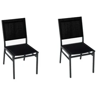 COSTWAY Gartenstuhl (2 St), mit Rückenlehne, Alu, für Balkon, Terrasse, bis 150 kg schwarz