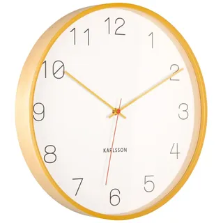 Karlsson Wanduhr Joy - Gelb - Ø40cm - Rund - Birkenholz - Wanduhr Modern Wohnzimmer - Wanduhren