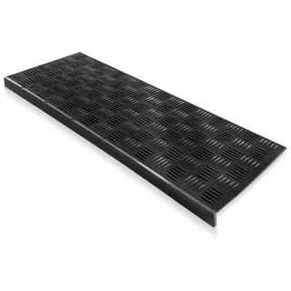 Floordirekt Stufenmatte Madras, 25x65 cm, Treppenschutz, Außentreppenschutz, rechteckig, aus Gummi schwarz 25 cm x 75 cm