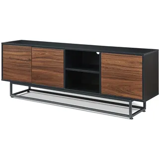 [en.casa] Boxholm Lowboard 160 x 30 x 56,5 cm Schwarz/Walnussoptik Spanplatte/Metall