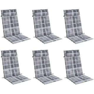 vidaXL Hochlehner Auflage 6 St. 120 x 50 x 5 cm grau kariert
