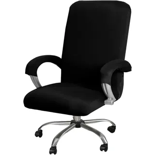 Bürostuhlbezug, Dehnbarer, Waschbarer Drehstuhlbezug, Stuhlbezug Für Drehbare Bürostühle (schwarz, L)