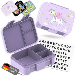 Bearfoot Brotbox Kinder Einhorn 650 ml – auslaufsicher & mit Fächern,
