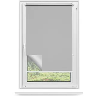 Rettika Verdunkelungsrollo ohne Bohren, für Fenster, Breite 125 cm, Höhe 220 cm, Grau Farbe, Klemmfix Montage, Jalousien Fenster, Fenster rollos für innen, Klemmrollo
