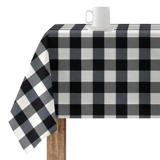 Belum Tischdecke aus Kunstharz, schmutzabweisend, 550-12, karierte Tischdecke Vichy, Größe: 200 x 155 cm, schmutzabweisend, kein Wachstuch, Tischdecke Vichy Schwarz, Tischdecke Stoff, 100%