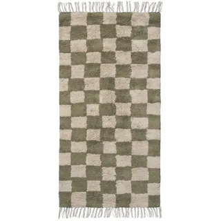 Ferm Living Mara Kinderteppich 80 x 150 cm Elm Green / Warm Sand