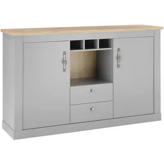 Mid.you Sideboard, Eiche, Hellgrau, Holzwerkstoff, 4 Fächer, 2 Schublade(n) Schubladen, 166x100x44 cm, stehend, Wohnzimmer, Kommoden & Sideboards, Sideboards