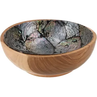 Guru-Shop Dekoschale Exclusive Schale aus Teak mit Muscheleinlagen,.. schwarz