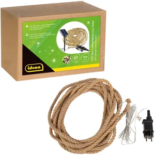 IDENA Lichterkette Solar LED 100er Seil 14,0 m braun
