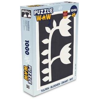 MuchoWow Puzzle Tulpen - Blumen - Schwarz - Weiß, 1000 Puzzleteile, Foto-Puzzle, Bilderrätsel, Puzzlespiele, Klassisch bunt