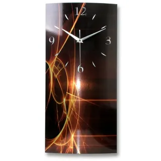 Kreative Feder Funkwanduhr 3D Design-Wanduhr "Abstrakt Rot" aus gebürstetem Aluminium (ohne Ticken; flüsterleises Funkuhrwerk; außergewöhnlich, modern) schwarz 25 cm x 50 cm