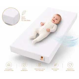 Kindermatratze – Premium, Sicher, Atmungsaktiv & Allergikerfreundlich, Best for Kids, 10 cm hoch, (Kindermatratze, 1x Kinder Matratze), allergikerfreundlich, schadstoffgeprüft, mittlerer Härtegrad weiß 70 cm x 140 cm x 10 cm