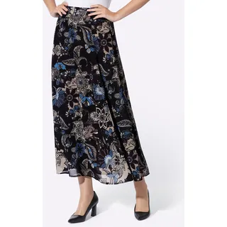 Heine A-Linien-Rock Damen Floral Schwarz 40