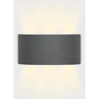 Grafner UP and DOWN Aluminium Wandlampe mit 6 Watt LED-Leuchtmittel, schwarz, 6 x 1 Watt SMD LED, IP54, für außen und innen, KEIN ROST – Pulverbeschichtung, oben unten Wandleuchte Lampe Außen rund