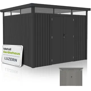 Juskys Gerätehaus Luzern Pro 8,6 m2 - Metall Geräteschuppen - wetterfest & abschließbar - Anthrazit