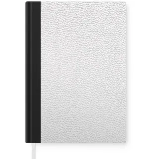 MuchoWow Notizbuch Leder - Strukturiert - Leder-Optik - Weiß, Notebook, Notizblock a5, Tagebuch, Journal Liniert