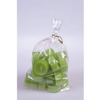 20 original Dänische Teelichter ohne Duft im Acryl-Cup farbig durchgefärbt lime