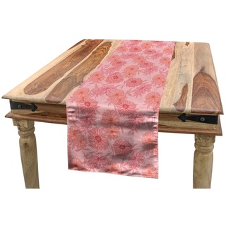 Abakuhaus Tischläufer Esszimmer Küche Rechteckiger Dekorativer Tischläufer, Blumenweinlese Mit Blumen und Romantik rosa 40 cm x 225 cm