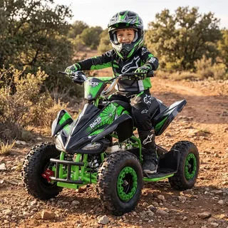 ACTIONBIKES MOTORS Kinderquad Racer 1000 Schwarz/Grün (1000 Watt)