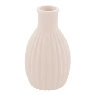 Chaks 13334-03, Minivase, Keramik, rund, geriffelt, 8,5 cm, Nude Rosa