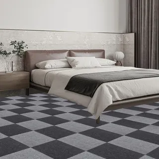 LOPYXBR 30 Stück Teppichfliesen Selbstklebend 30x30 cm Teppichboden, Teppichfliesen Selbstliegend, Teppich Selbstklebend für Haus, Büro (Dunkelgrau und Hellgrau)