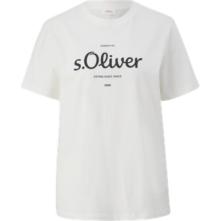 s.Oliver - T-Shirt mit Label-Print, Damen, creme, 36