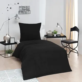 Brielle Bettwäsche aus 100% Baumwolle 155 x 220 cm - Bettwäsche-Set Renforce Schwarz, hohe Qualität, weich, einfarbig mit Öko-Tex-Zertifizierung
