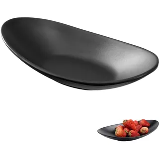 QiMan Schwarze Schlüsselschale, Oval Schale Tablett Chmuckschale, Schmuckschale, Deko Schales, Schlüssel Schale, Schlüsselablage, für Flur, Schlafzimmer & Büro (21.5 x 13.8 x 4.6cm)