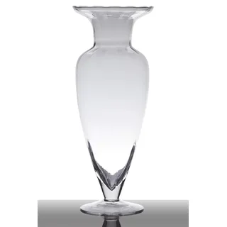 INNA-Glas Bodenvase Glas Kendra auf Standfuß, klar, 43cm, Ø 17cm | Trichter - rund - Pokal Vase - Amphore Vase