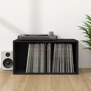 WIFESE Schallplatten-Aufbewahrungsbox Holzwerkstoff BüCherregal Regal Wand Regale Wandregal Schwarz CD Regal Kinderzimmer Deko Regal Schmal Bookshelf 2 Fächern Schwarz 71x34x36cm