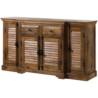 MASSIVMOEBEL24.DE Sideboard 160 x 90 x 45 cm Dunkelbraun geölt