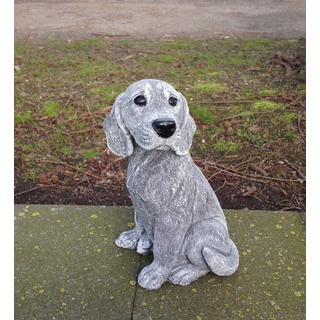 Steinfigur Hund Beagle, Frostfest bis -30°C, massiver Steinguss